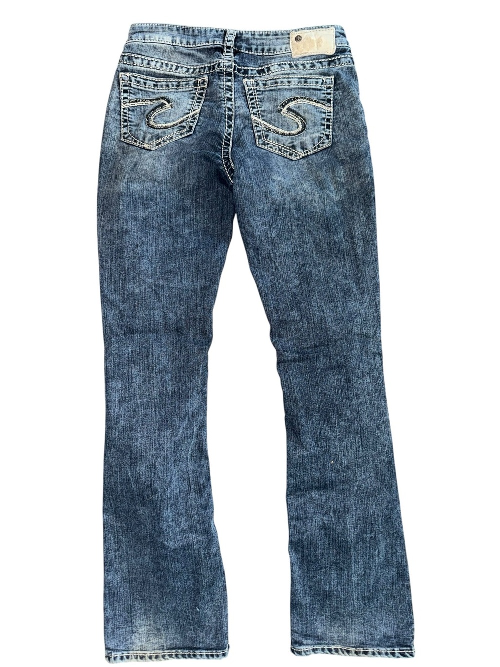 Silver Jeans Aiko Bootcut Jeans 28x33 Mid Rise Thick Stitch Western Y2K Studs